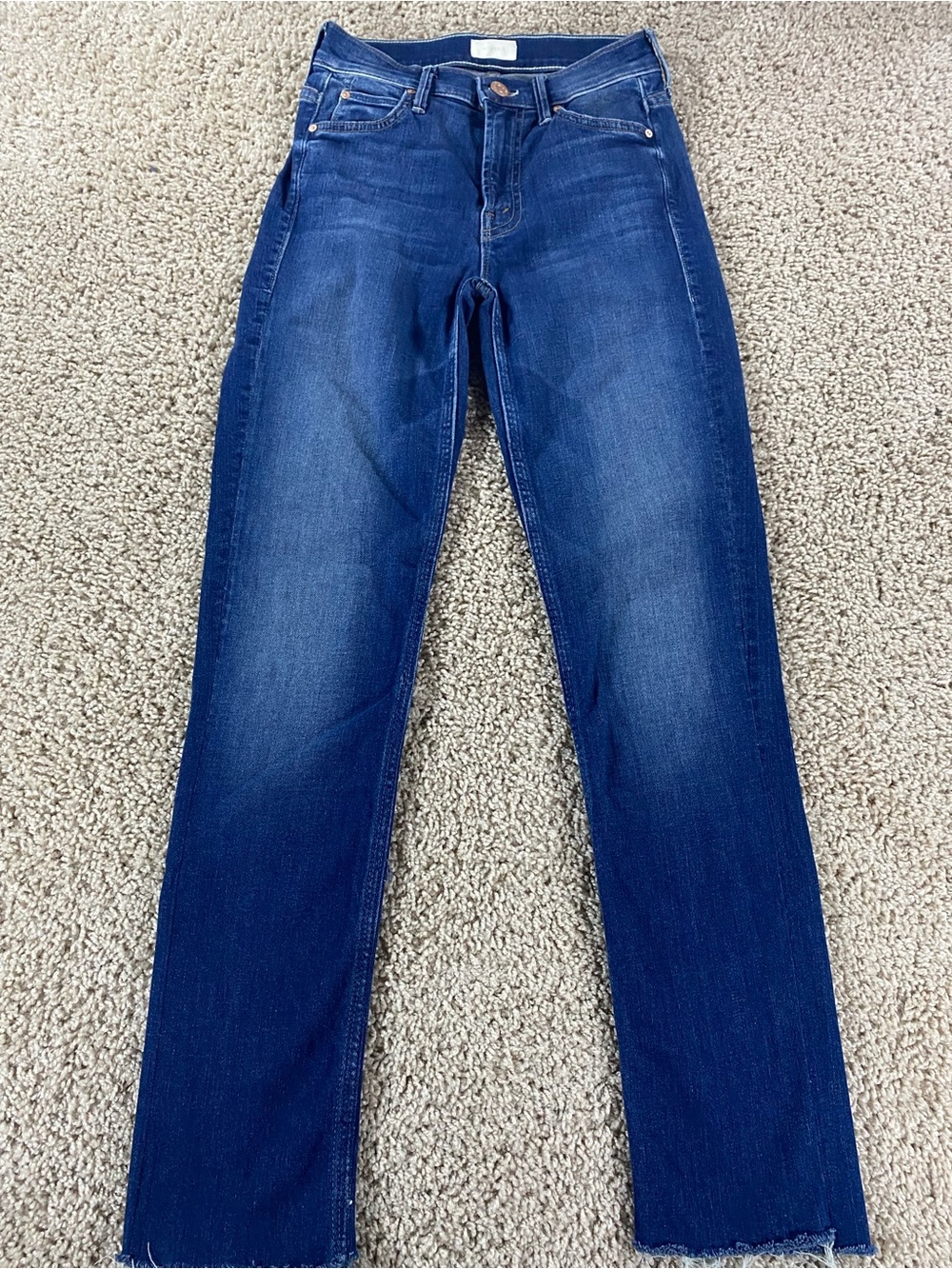 MOTHER Straight Leg Jeans in Deep Blue Wash